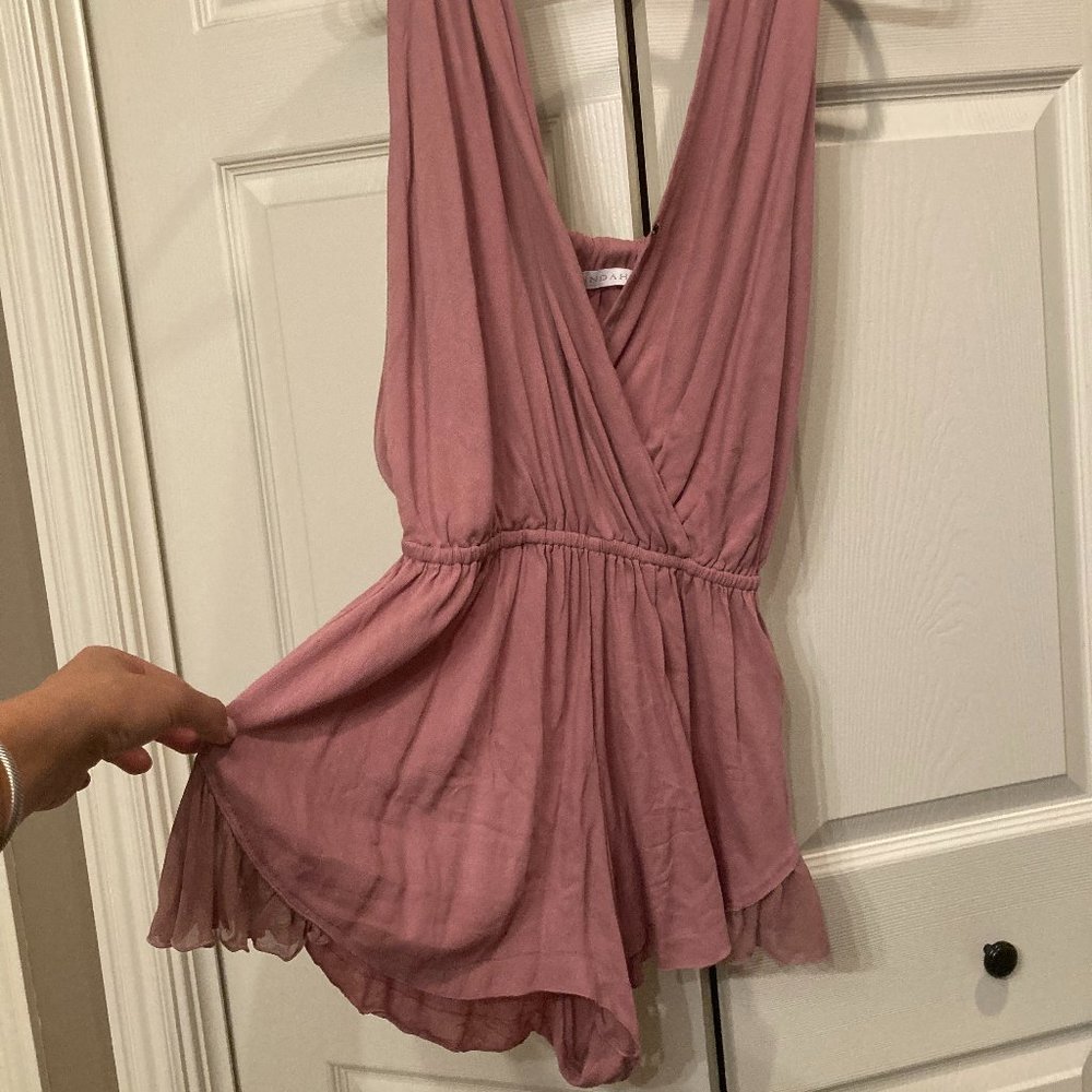 Dusty Pink Indah Playsuit Size Small, Ruffle Short